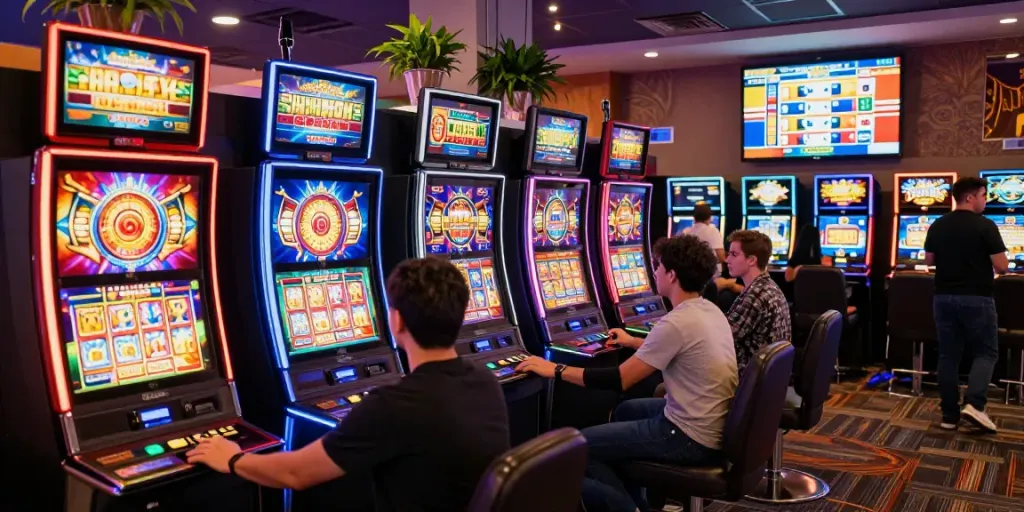 Pengalaman menarik bermain slot88 di mesin slot modern dengan pemain yang antusias.
