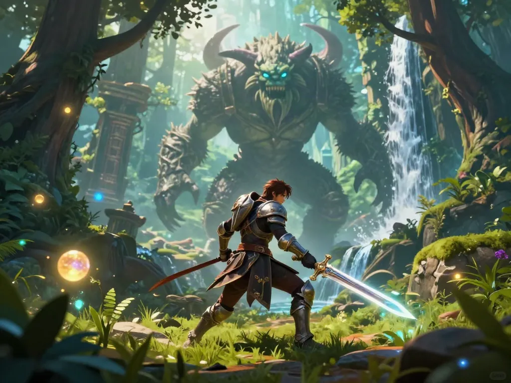 Brave player faces a powerful new monster in the vibrant world of rokok88, showcasing courage and adventure.